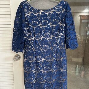Eliza J Elegant Blue Lace Dress